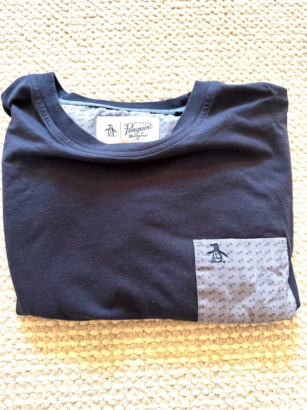 Original Penguin Men's XL Navy Crew Neck Short Sleeve T-Shirt Pocket Logo